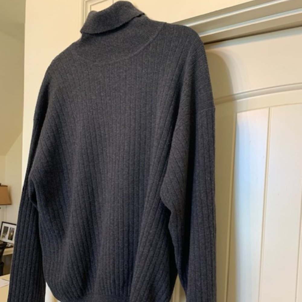 Mark Shale Men's Cashmere Turtle Neck Sweater, Charcoal, XL